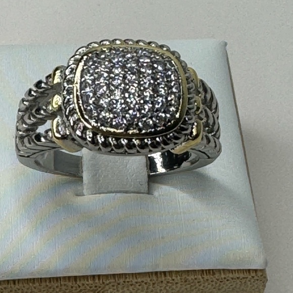 TWO TONE PAVE AND RHODIUM RING - Picture 3 of 5